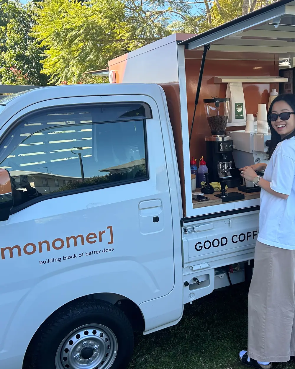 May, the person behind [monomer], at the truck's counter